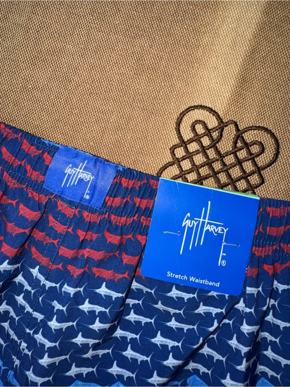 Guy Harvey NWT! Men's Mesh Inset Beachwear Swim Trunks In State Blue Size M